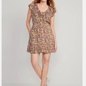 Old Navy V-Neck Ruffle Dress With Pockets Floral Size XL